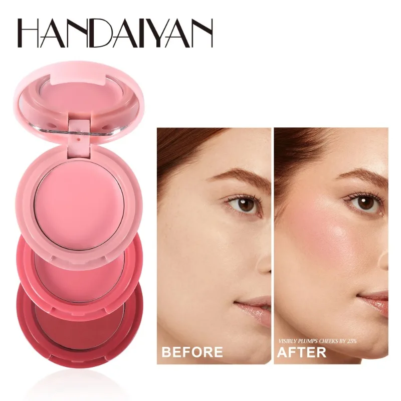 Handa iyan 3 in 1 Lidschatten Gesicht Rouge Lippen schlamm natürliche matte mehrfarbige Wange Tönung glatte Kontur Make-up Produkt Kosmetik