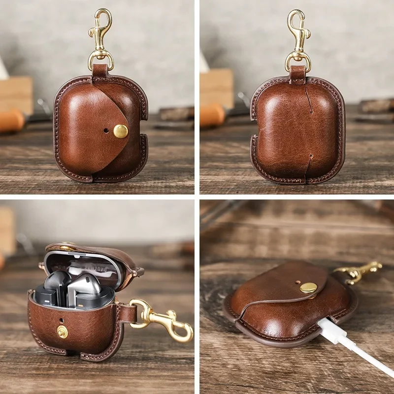 

Vintage Genuine Leather Earphone Case For Samsung Galaxy Buds 3 Cover Headphone Fundas