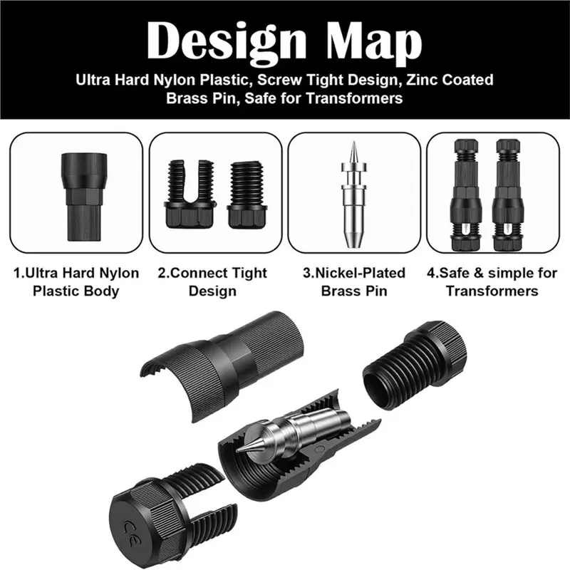 DTEN-12 Pcs Low Voltage Wire Connector, Outdoor Landscape Lighting Connectors Cable Connector For Yard Light Backyard Light