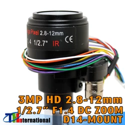 3MP 2.8-12mm Lens Electric Varifocal CCTV LENS F1.4,1/2.7