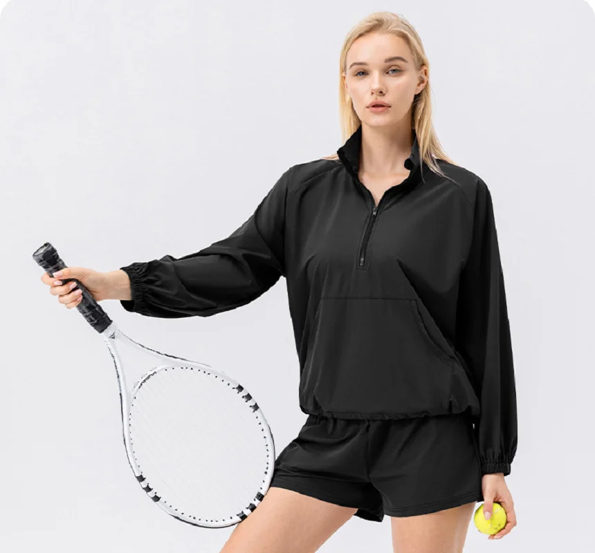 Wholesale New Women's Fashion Sport Fitness Loose Top Jacket Quick Drying Breathable Tennis Running Long Sleeve Coat Sweatshirt