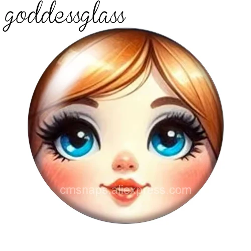 Nueva cara de muñeca para niña, cara de Matryoshka de dibujos animados, 12mm/18mm/20mm/25mm, foto redonda, cabujón de cristal, parte posterior plana, hallazgos