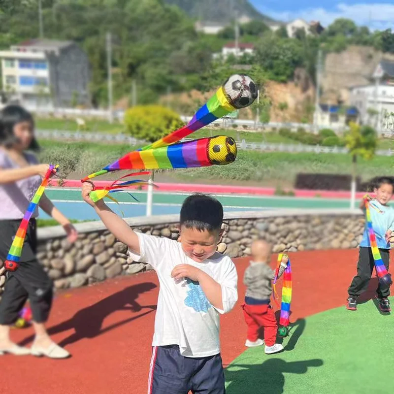 Kindergarten Hand Throwing Ball Football Rainbow Ball Fun Toy Ribbon Soft Ball Child Toy Training Physical Fitness Outdoor Props