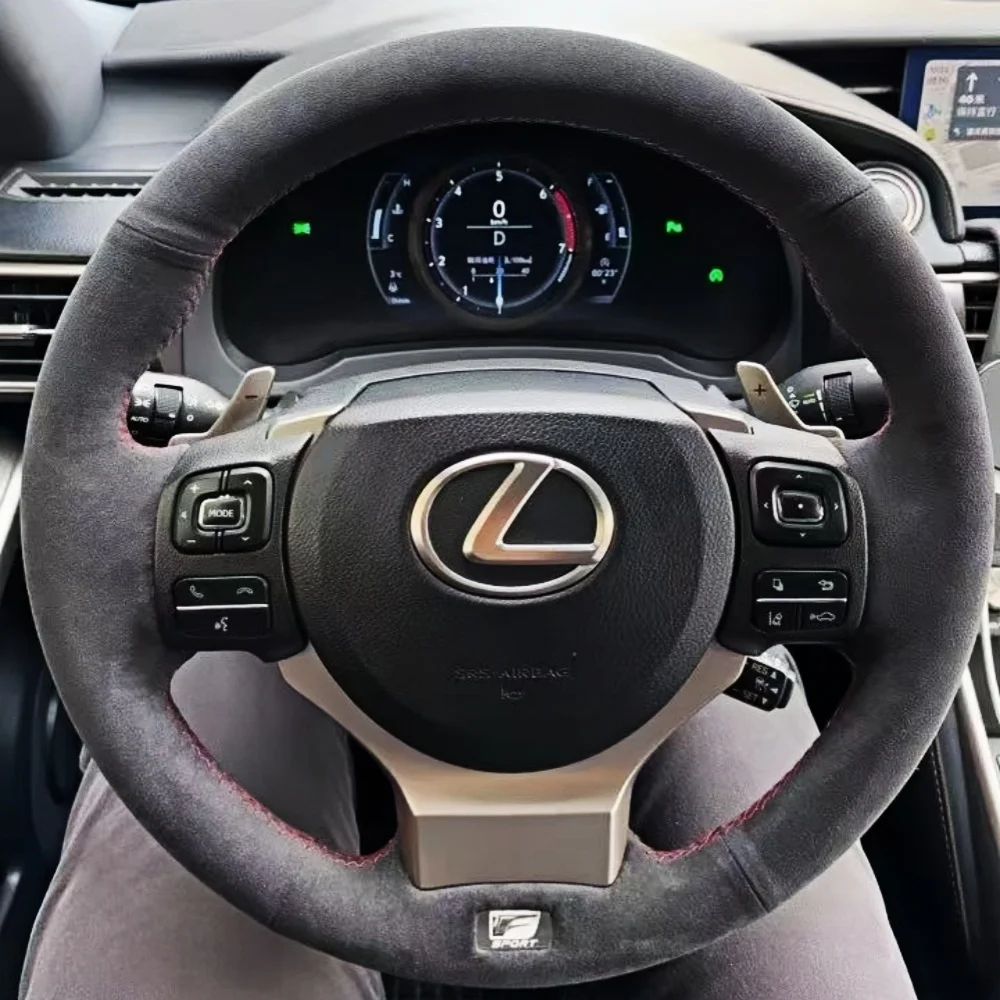 カスタム車のステアリングホイールカバー滑り止めスエードレザーレクサス-is250-2014-2015-is300-is350-is-f-sport-is200t-2016-2017-﻿