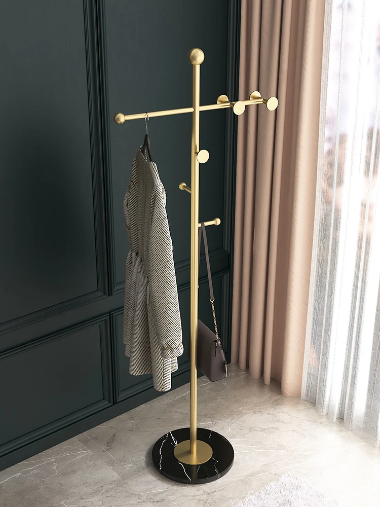 Small size multifunctional clothes and hats rack, home creativity, Nordic modern floor stand, metal marble simple hanging rack