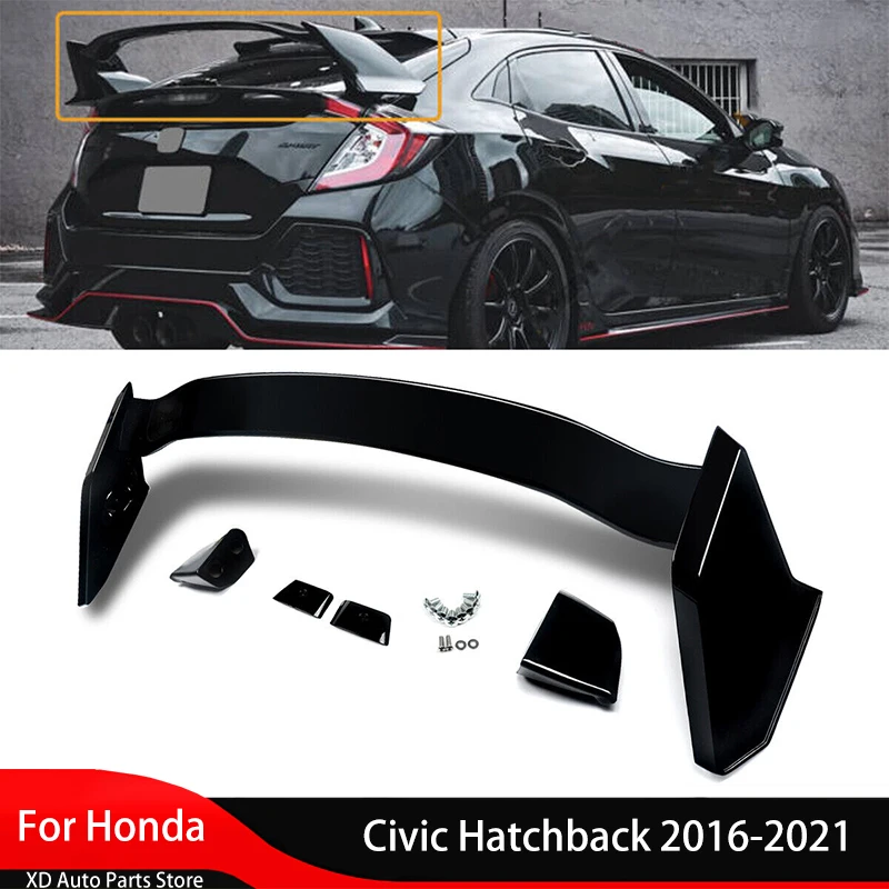 For Honda Civic Hatchback 2016-2021 Type R Style Rear Trunk Spoiler Wing Gloss Black Trunk Top Wing Spoiler Diffuser Auto Parts