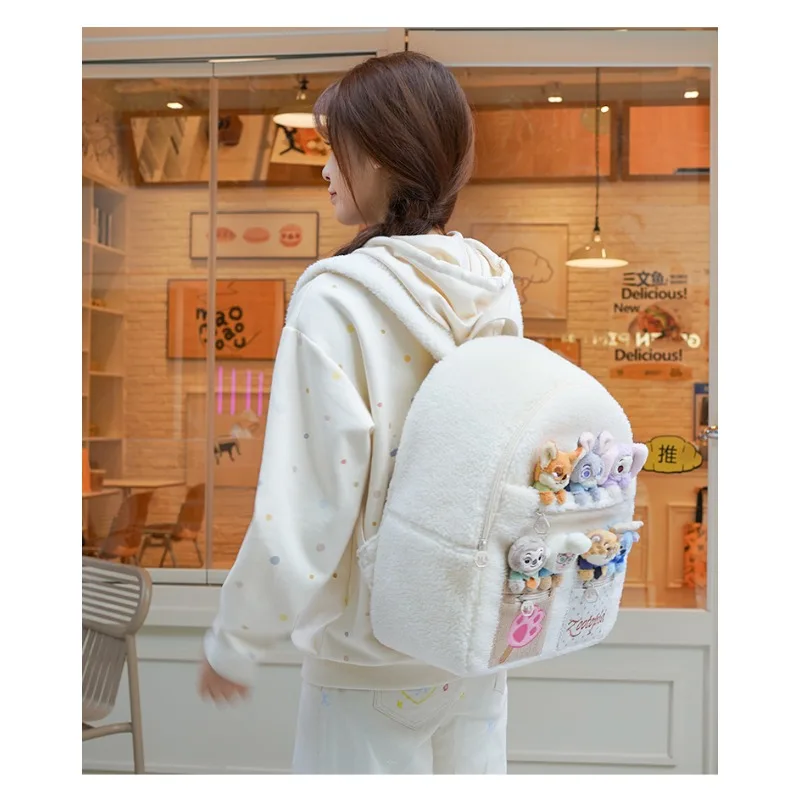 Ultra-Soft Plush Multi-Pocket Large Capacity Design Autumn Winter Travel Judy Nick Backpack Gift for Women Kawaii 2025 Trending