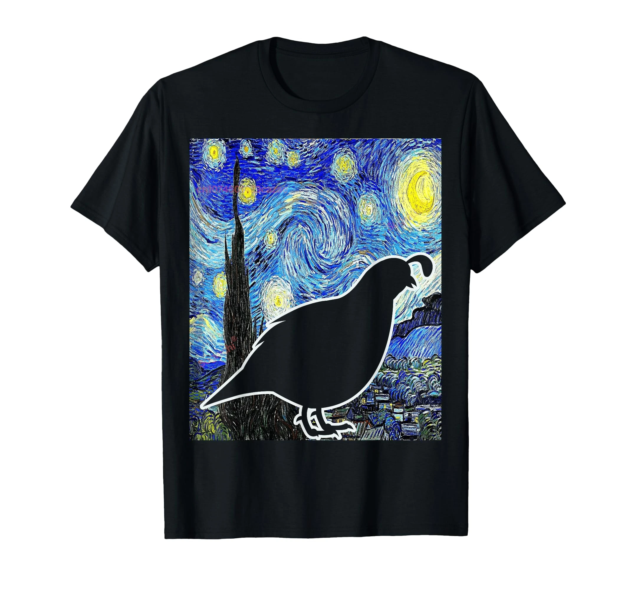 

100% хлопок, футболка «Пепель, Звездная ночь, перепел, Ван Гог», орнитология, футболка для наблюдения за птицами, мужские и женские футболки унисекс, размер S-6XL