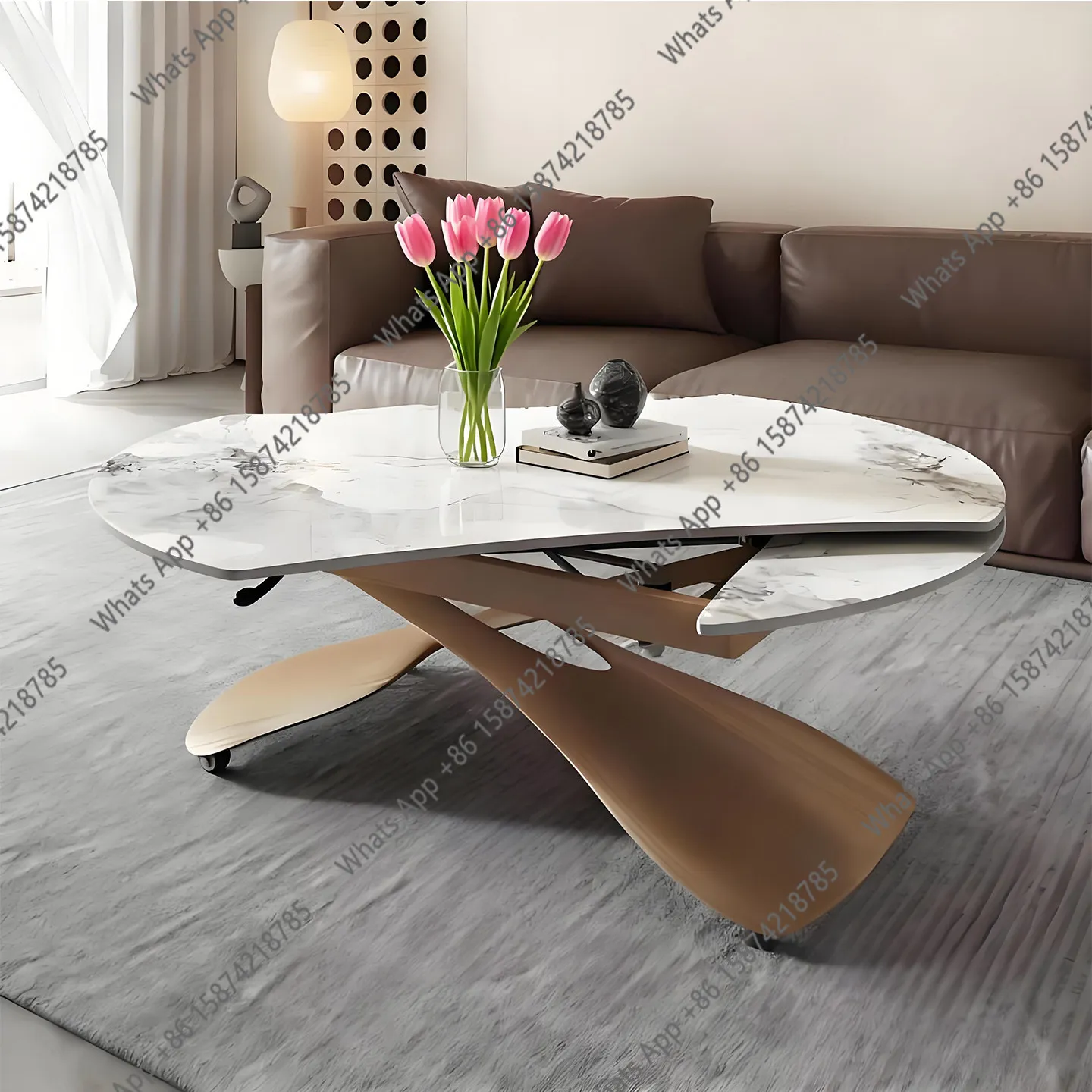 Rt Lifting Coffee Table Dining Table Dual-purpose Living Room Two-in-one Household New Rock Slab Tea Table Movable Small Apartme