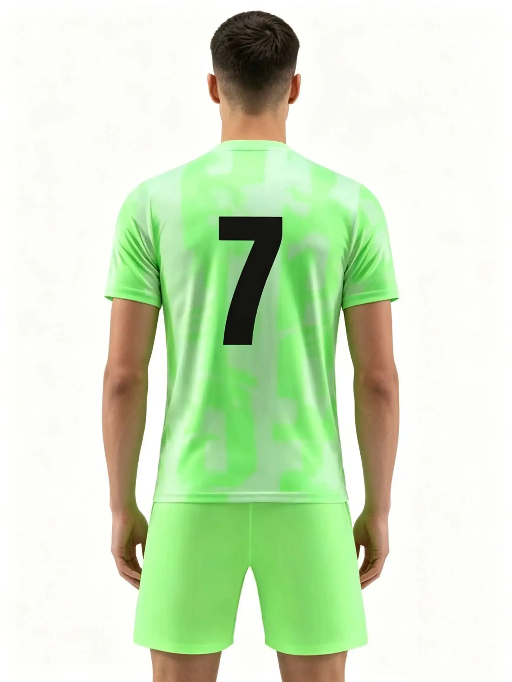 Men Soccer Jersey & Shorts Set Short Sleeve Football Uniform With Number Quick Dry Breathable For Boys Girls Kids NO.7 training