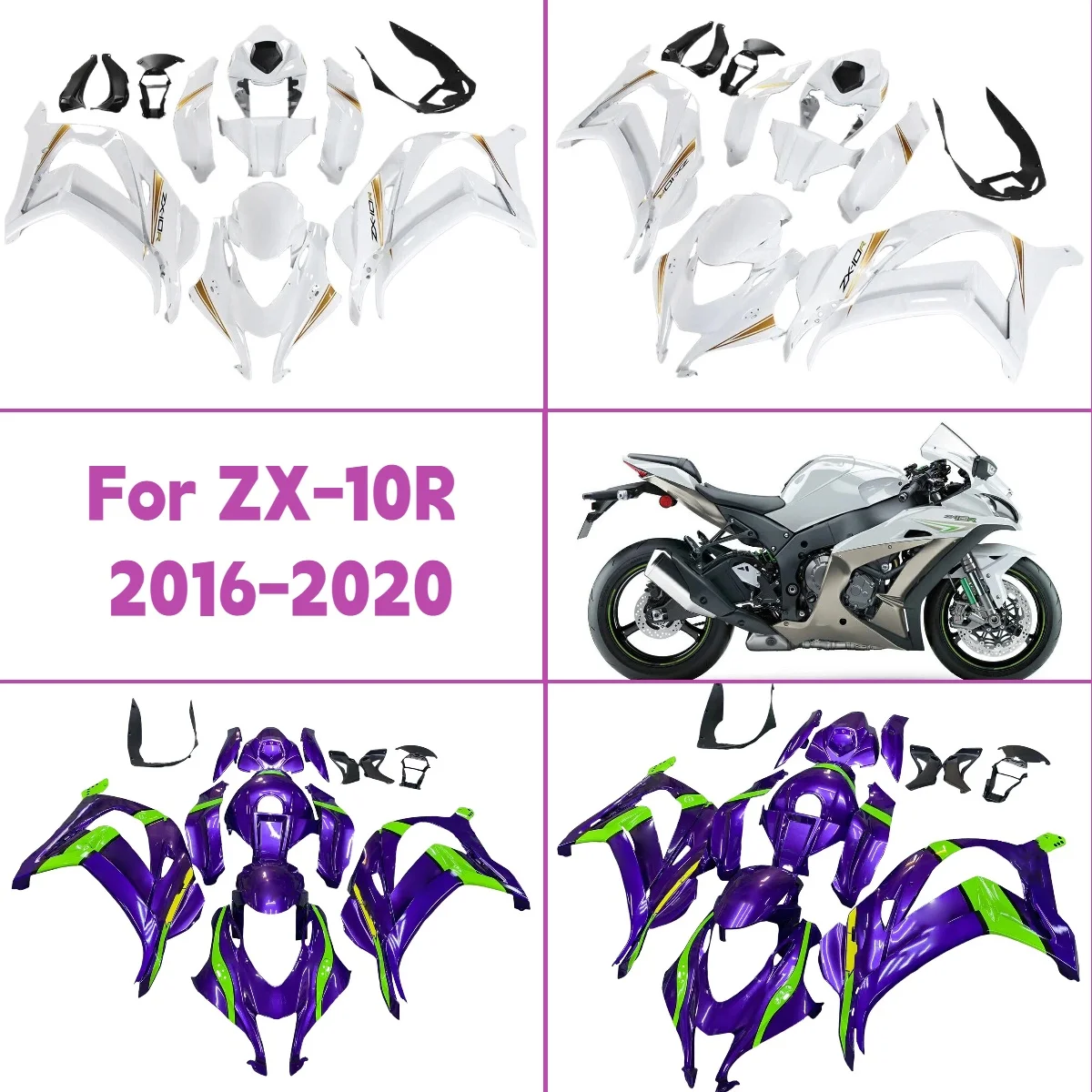 Fairing Kit for 2016-2020 Kawasaki ZX 10R Unique Design Injection Molded Motorcycle Fairings Hot Style 16-20 ZX10R