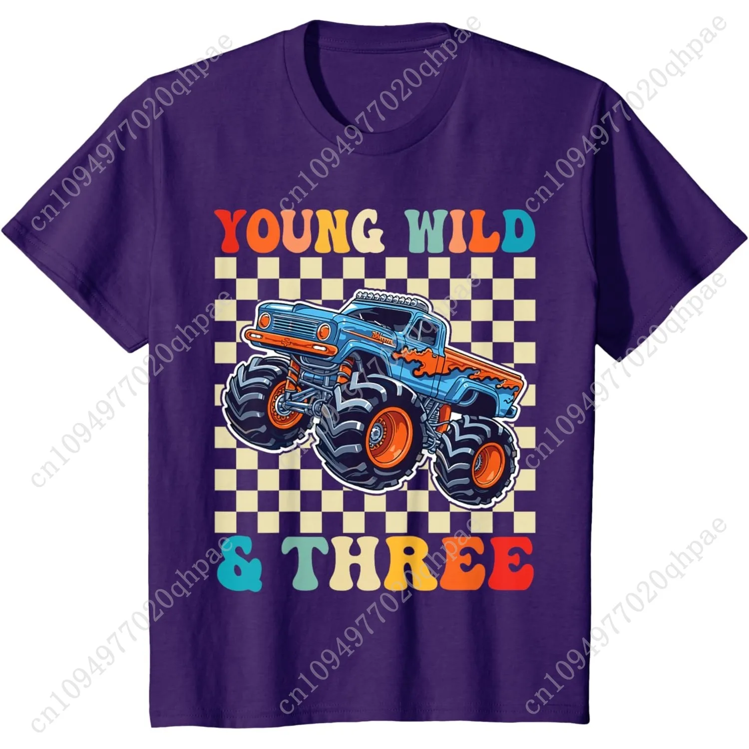 T-shirt per il 3° compleanno del Monster Truck Young Wild e tre anni