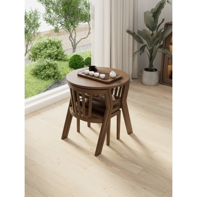

Combination solid wood one table and two chairs small apartment drinking