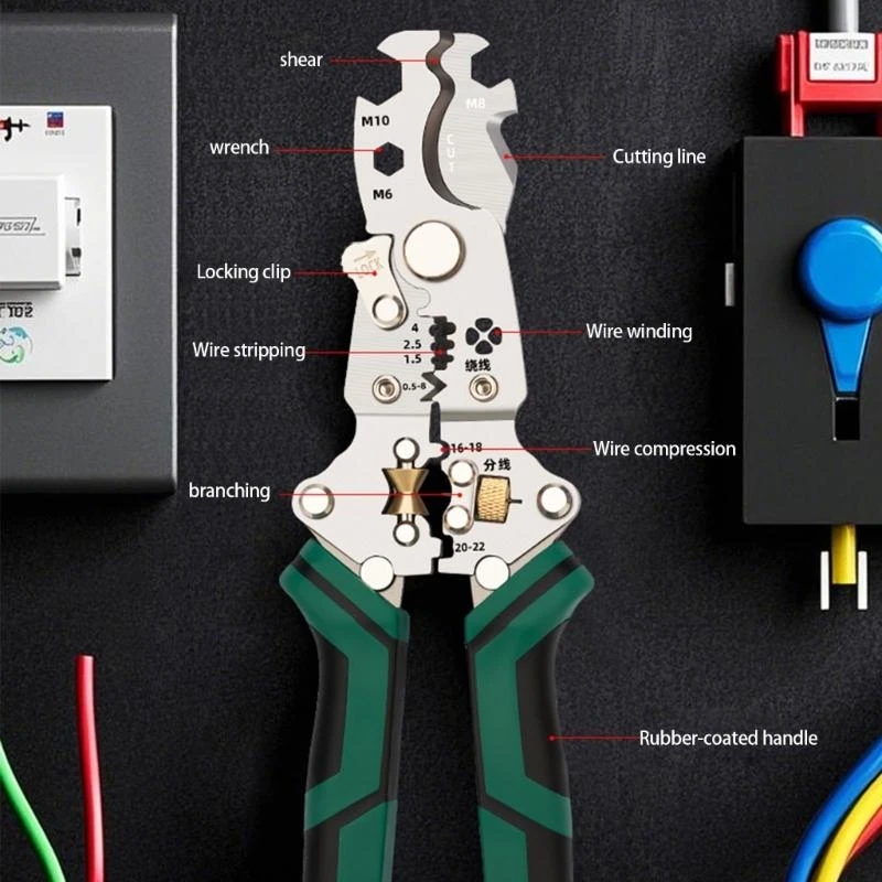 

Versatile Wire Processing Tool Ergonomic Multipurpose Wire Stripper for Electricians internet Engineers & Hobbyists D2RD