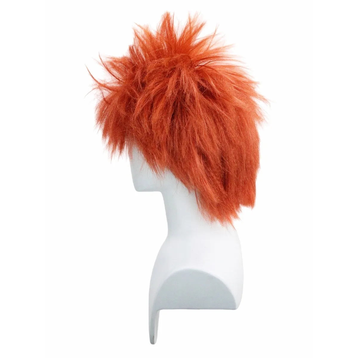 Orange-rote, unordentliche, stachelige, flauschige, kurze synthetische Perücke, Unisex, für Anime, Halloween, Party, lustiges Cosplay-Kostüm, Haarteil – Detail 6