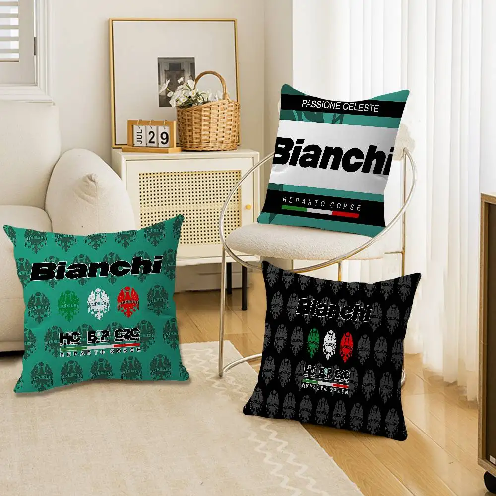 B-BianchiS Bike Logo Pillow Cushion Cover Pillowcase Living Room Sofa Home Decor Customized