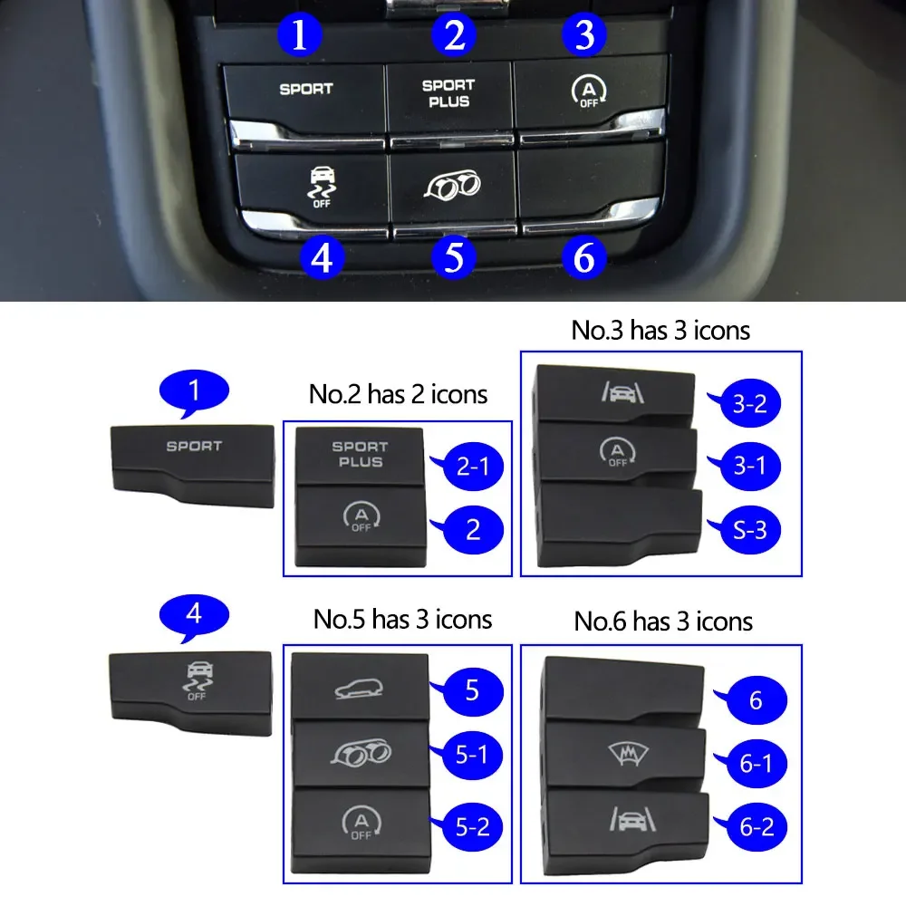 

Car Front Console Drive Mode Suspension Sport Button Center Traction Control Switch For Porsche Cayenne 7P5 2010-2018 7P5927127