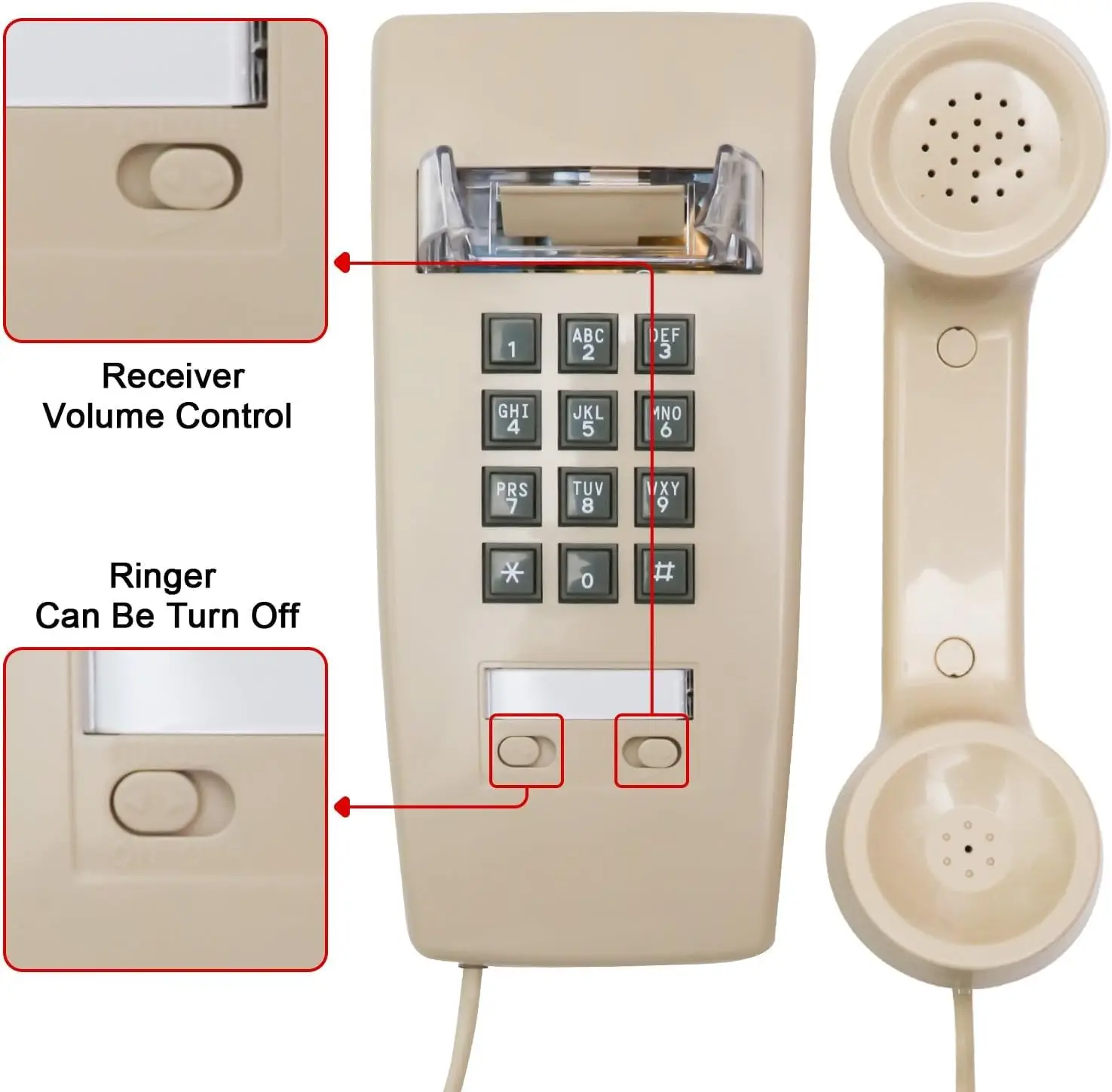 Wall Phones Landline Phones for Home Office Hotel School Corded Single Line Basic Telephone for Seniors Retro Phone