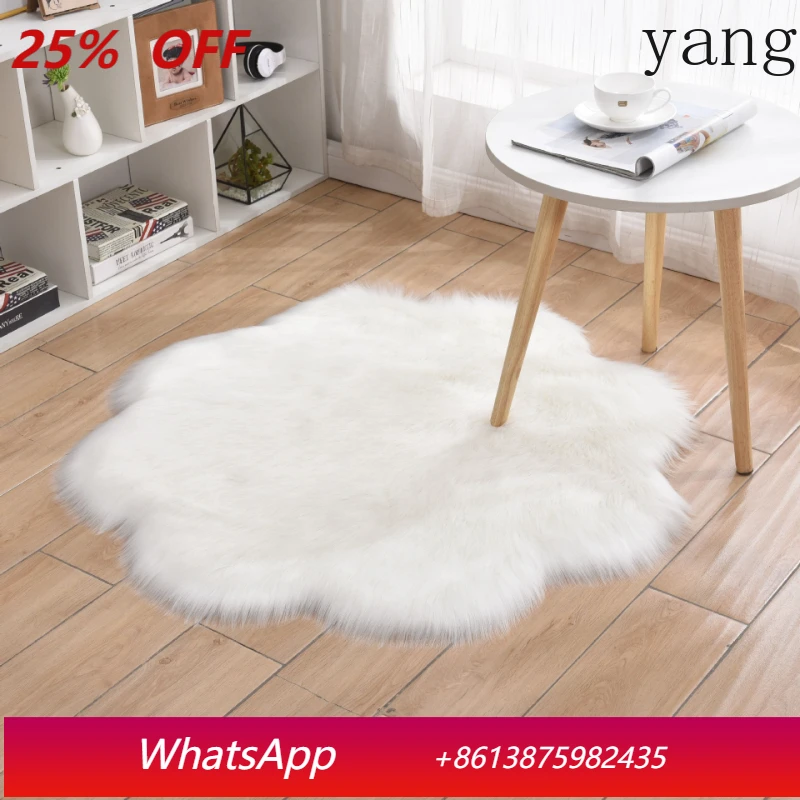 

LH simple imitation wool carpet plush floor mat living room sofa bedroom bay window mat