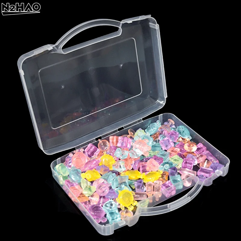 1PC Plastic Transparent Handheld Storage Box Jewelry Storage Box Small Item And Miscellaneous Storage Box