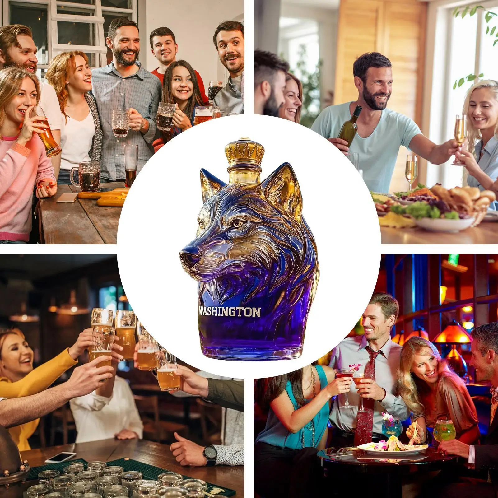Wine Bottles Leak-Proof Glass Alcohol Dispenser Dog Head Art Statue Whiskey Decanter For Bourbon Vodka Tequila Brandy Wedding view 4