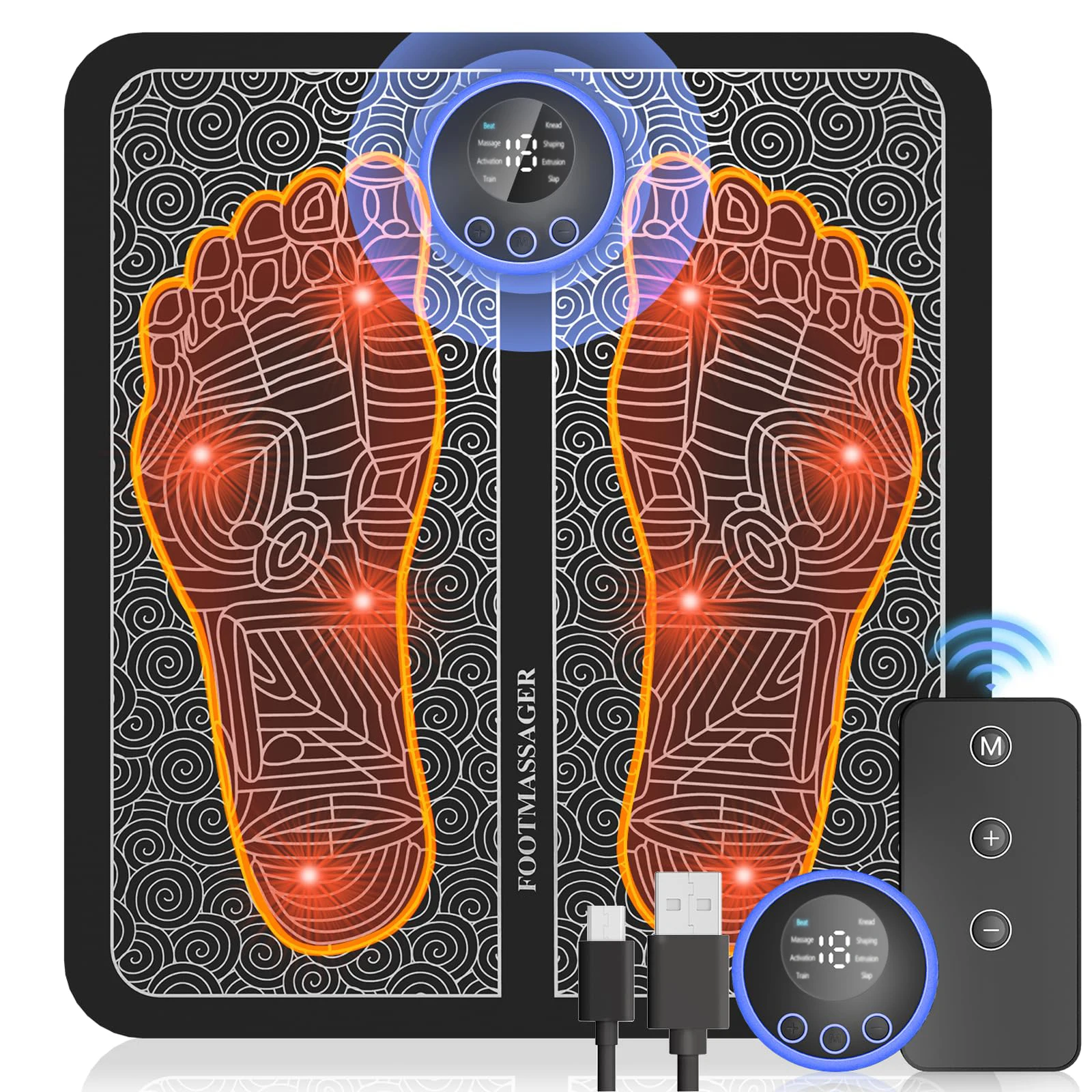 Foot Massager Mat, Foot Massager Pad, Portable Foot Massager Mat, Remote Control Foot Massager Stimulator