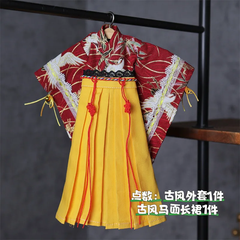 Japanischer süßer Yukata-Kimono mit Blumenmuster und Dienstmädchenrock für normale 1/6 BJD 30cm Actionfiguren-Körpermodelle – Detail 37