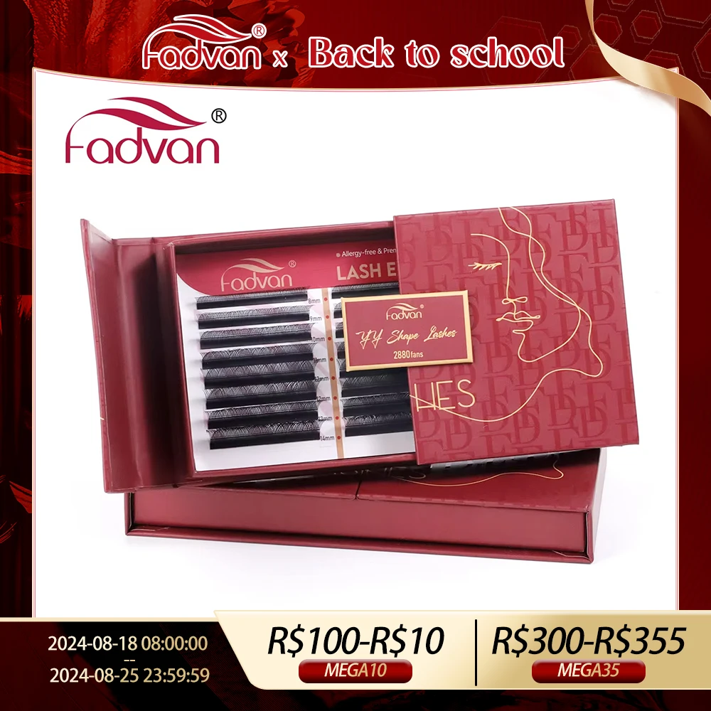 Fadvan 2880 fans YY Shape Lashes Faux MinkC/D Natural Soft Brazilian Eyelash Large-size case Lashes Extension