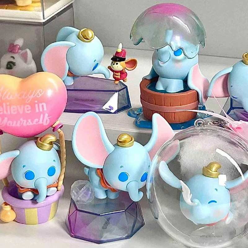 Genuine Disney Dumbo Day Dream Series Cartoon Action Figures Decoration Ornament Cute Elephant Figurine Model Doll Toy Gift