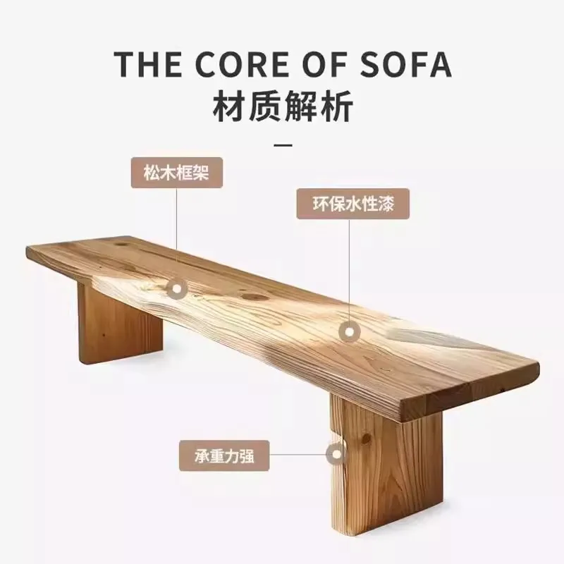 Factory Direct 2026 Nordic solid wood bench household small apartment designer natural edge long strip leisure stool modern simp
