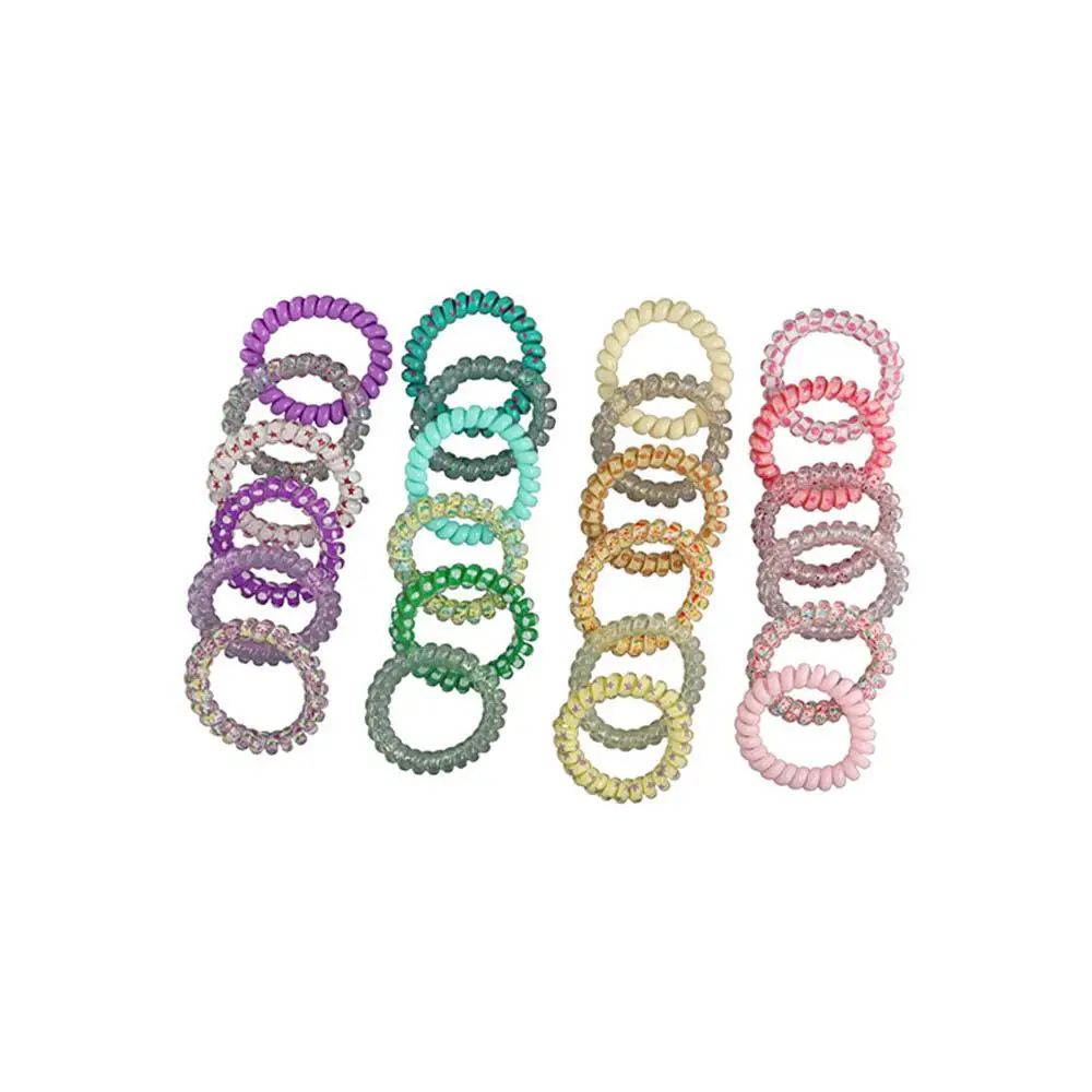 6Pcs/set Candy Color Telephone Wire Hair Rope Colorful Rubber Band Spiral Cord Hair Ring Scrunchies Head Bands Elastic Hair Tie