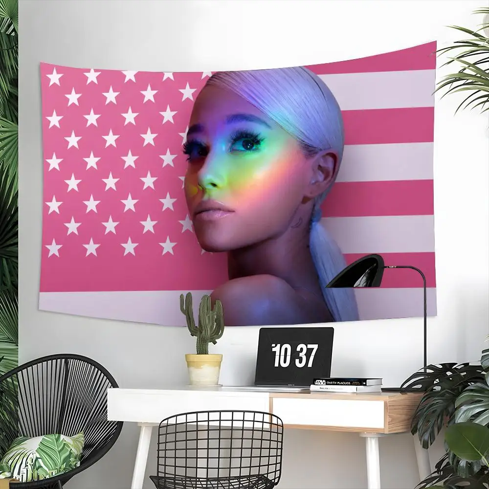 Famous Singer A-Ariana Grande Tapestry Aesthetic Wall Hanging Decor Microfiber Fabric Art for Bedroom Living Room Home