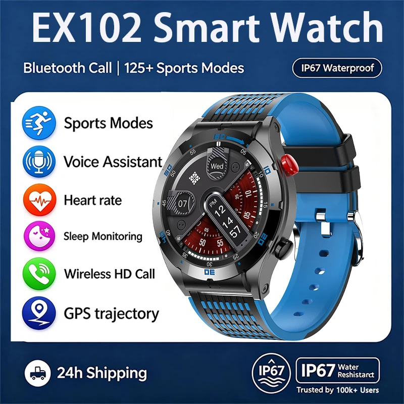 2026 AMOLED Smart Watch Men BT Call 100+Sports Modes Heart Rate Blood Oxygen Monitor IP67 Waterproof Outdoor Fitness Smartwatch