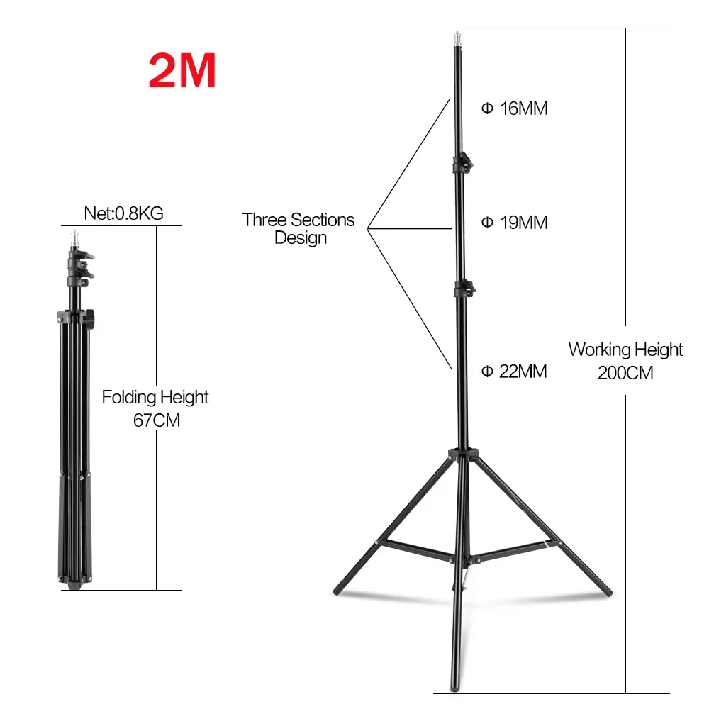 SH 68/100/150/200 CM soporte de luz 1/4 cabeza de tornillo lámpara de iluminación de estudio trípode para E27 foto estudio Video soporte de lámpara