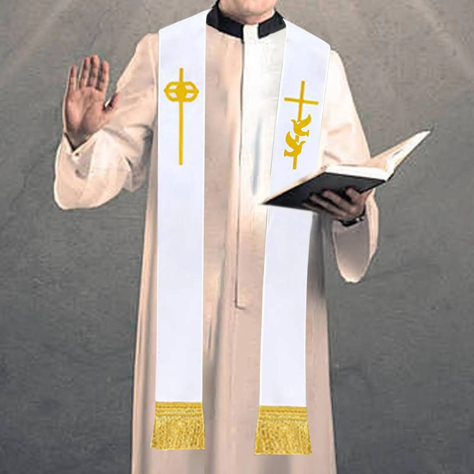 Embroidery Clergy Stole with Tassels,Priest Stole for Church Minister Graduation