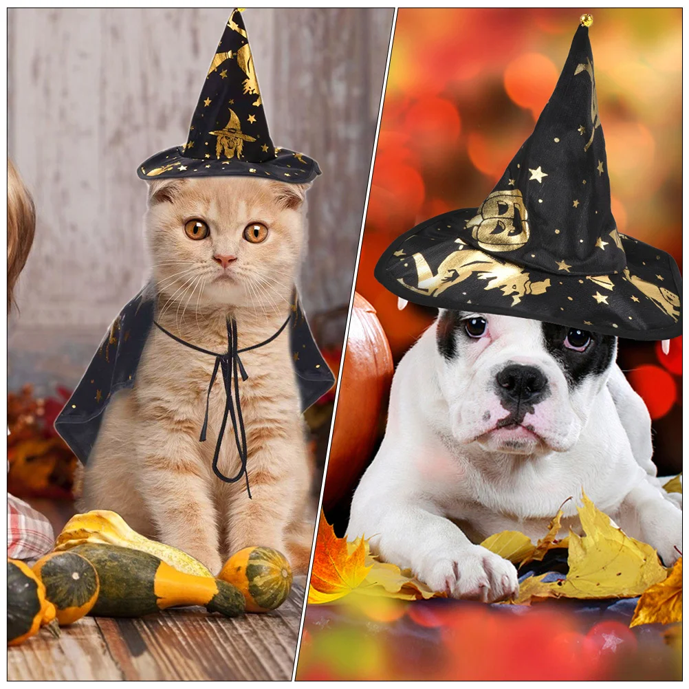 

1 Set Cloak Hat Costume For Dogs Cats Halloween Party Festival Lightweight Comfortable Wearable Design High Quality