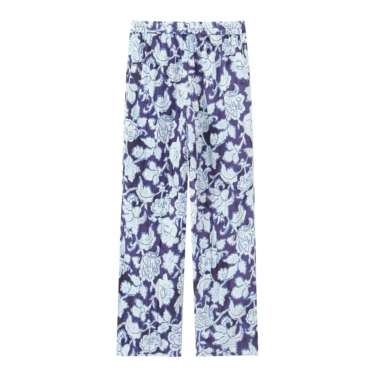 2025 امرأة الموضة الأوروبية والأمريكية الصيف منتج جديد زهرة مطبوعة عادية مستقيم السراويل بنطلون Mujer