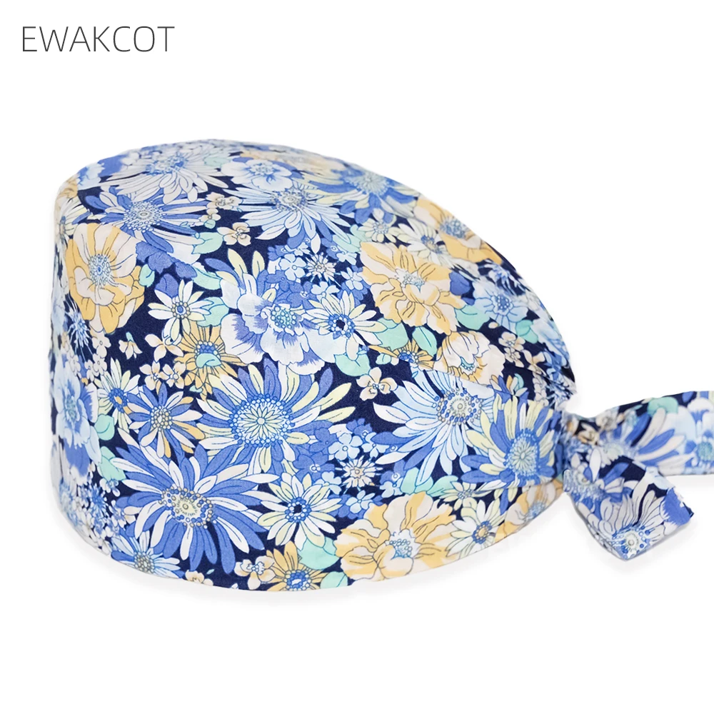 Floral printed Surgical Caps Pharmacy Baotou Caps Medical Pet Clinic Dental Women Doctors Surgical Hat Nurse Doctor nursing Hat