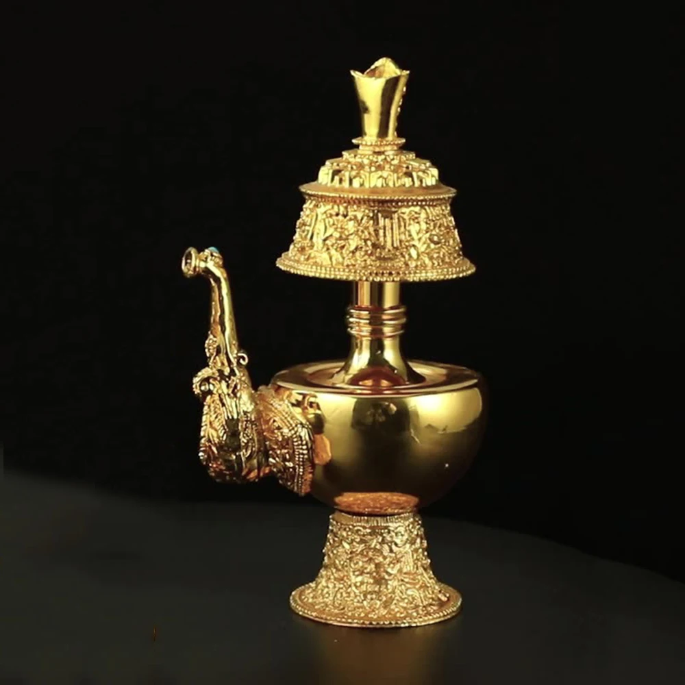 

Tibetan alloy Benba pot, Nepal Kalasa Buddha offering water bottle, Tantric artifacts Treasure Bottle, Buddhist ornaments, 22cm