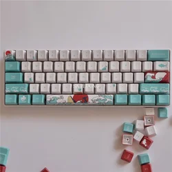 Sea Coral Ocean keycaps PBT Five-sided Sublimation Mechanical Keyboard Keycaps Compatible With 87/104/108 Oem Personality Gk