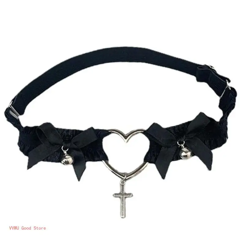 Punk Gothic Lolitas Bellsลูกไม้Chokerสร้อยคอสร้อยคอหวานน่ารักChokerสร้อยคอโบว์ระฆังChokerของขวัญผู้หญิงหญิง