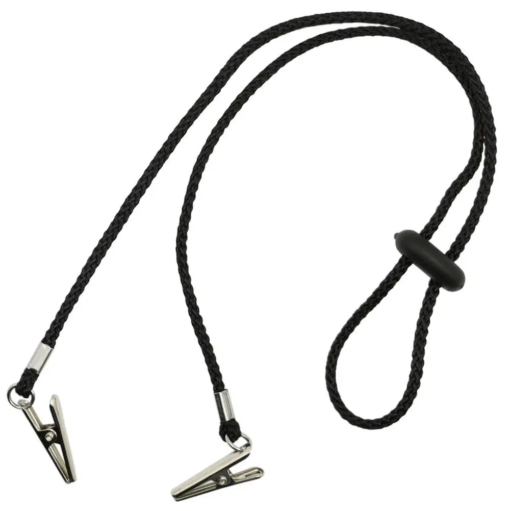 

5pcs Paper Napkins Cord Clip Meal Bib Towel Wipes Chain Flexible Lanyard Napkin Holder Adjustable for Adults (Black)