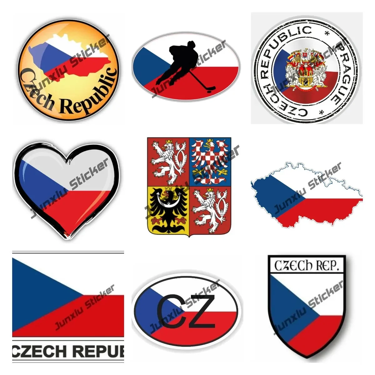 Creative Stickers Czech Republic Flag Decal Personality Czech Republic CZ Map Flag Accessories Code Reflective Windows Car Decor