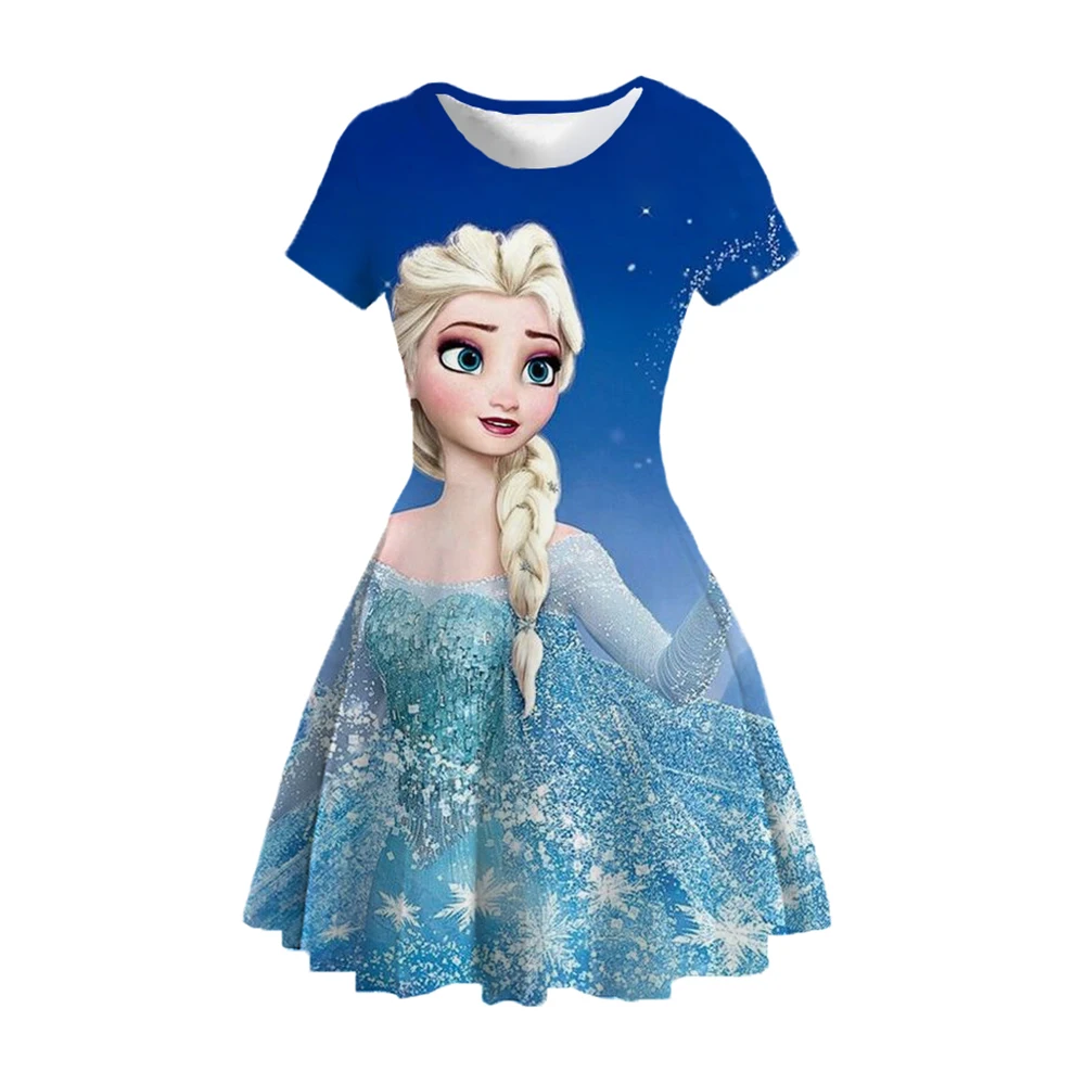 Summer girl casual dress Disney Frozen Princess Elsa children\'s princess dress party costume cosplay top kids birthday clothing