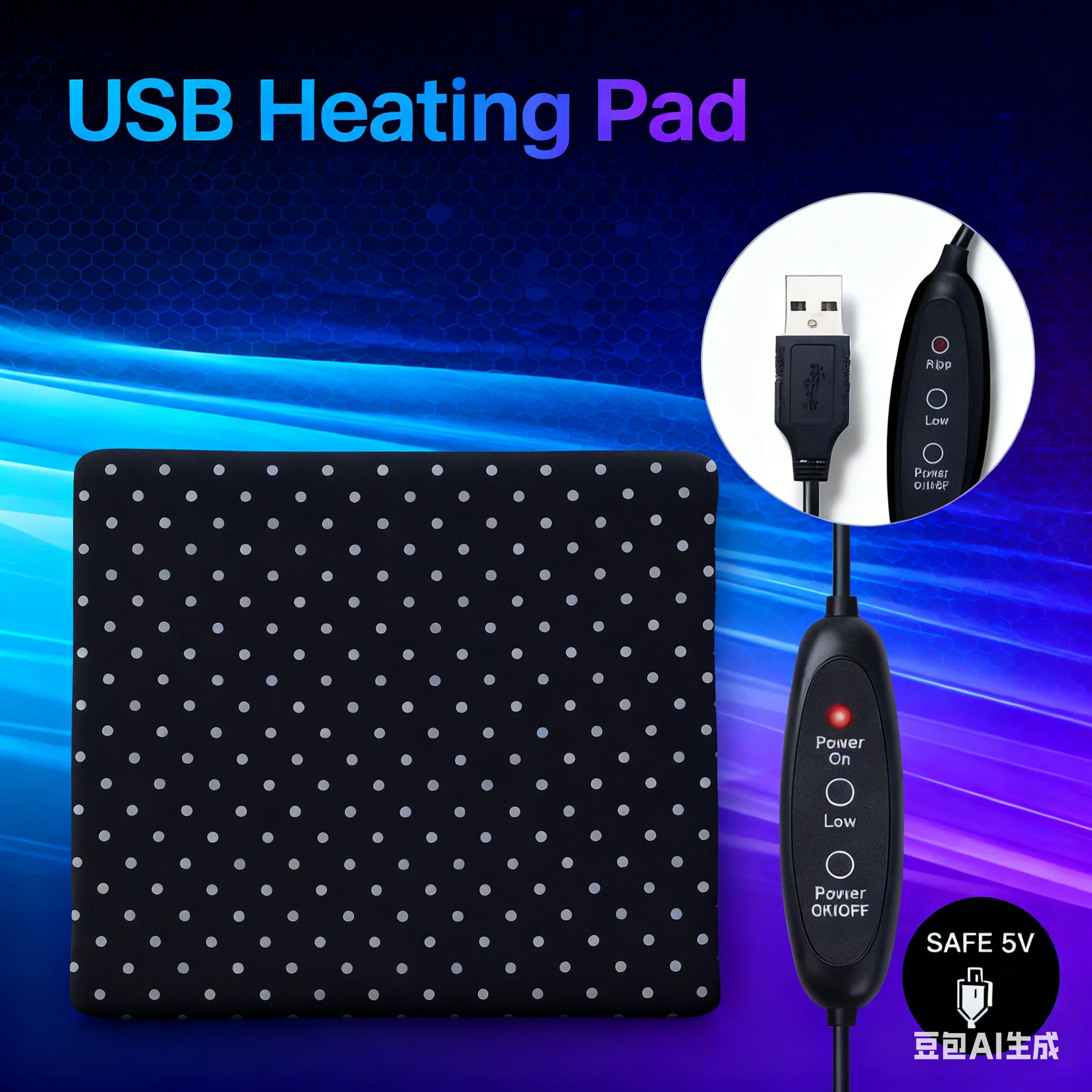 USB Heating Mat 27×37 / 37×47 · Fast Warmth · Foldable & Portable · For Desk, Sofa, Car Seat and Pet Beds