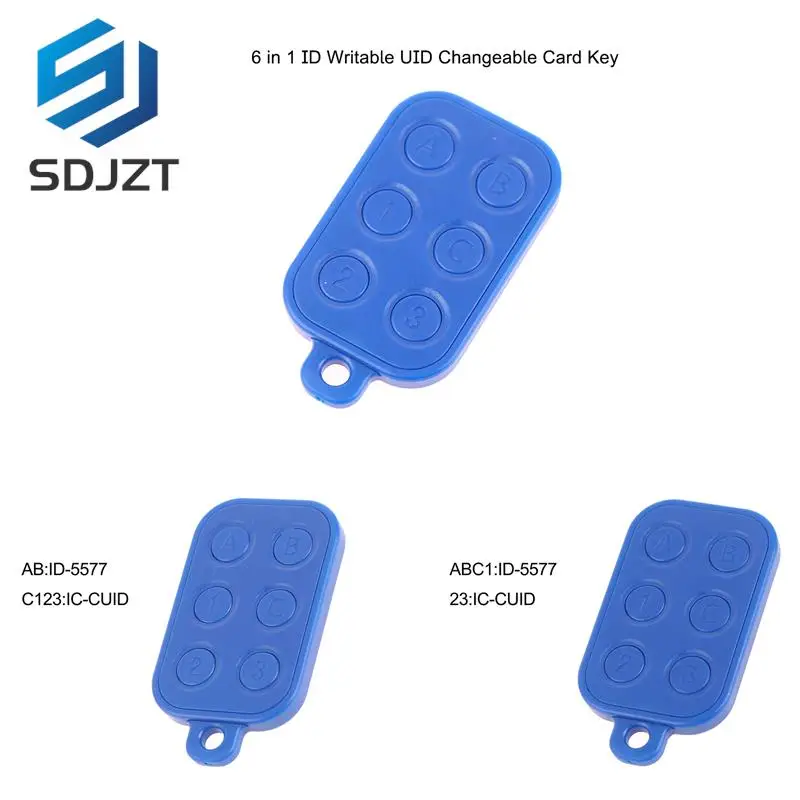 

1PC RFID Multiple Keyfob 6 In 1 125khz T5577 EM ID Writable IC 13.56Mhz 1k S50 UID Changeable Card Key