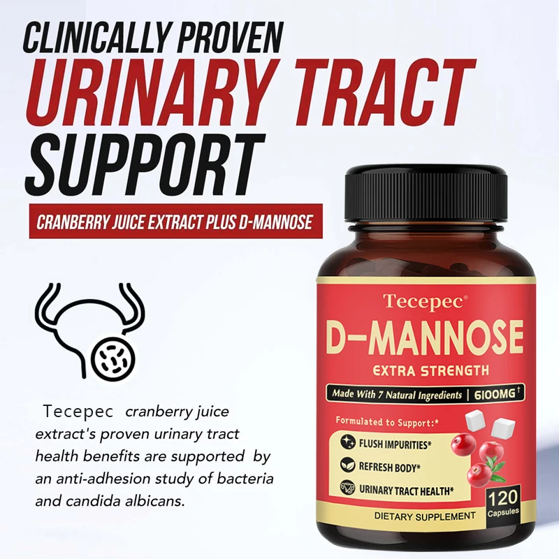 كبسولات D-Mannose & Cranberry العضوية بنسبة 100% - تساعد على دعم صحة المسالك البولية، وتعزز المناعة، ودعم صحة المسالك البولية