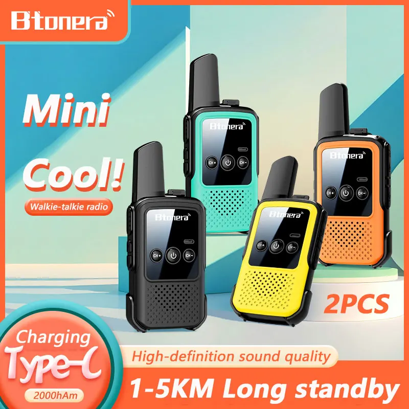 BTONERA BT300 MiniWalkie Talkie  Two-way Radio 2 PCS Kids Walkie-talkie PMR/FRS Communication Radio Portable for Camping Toys