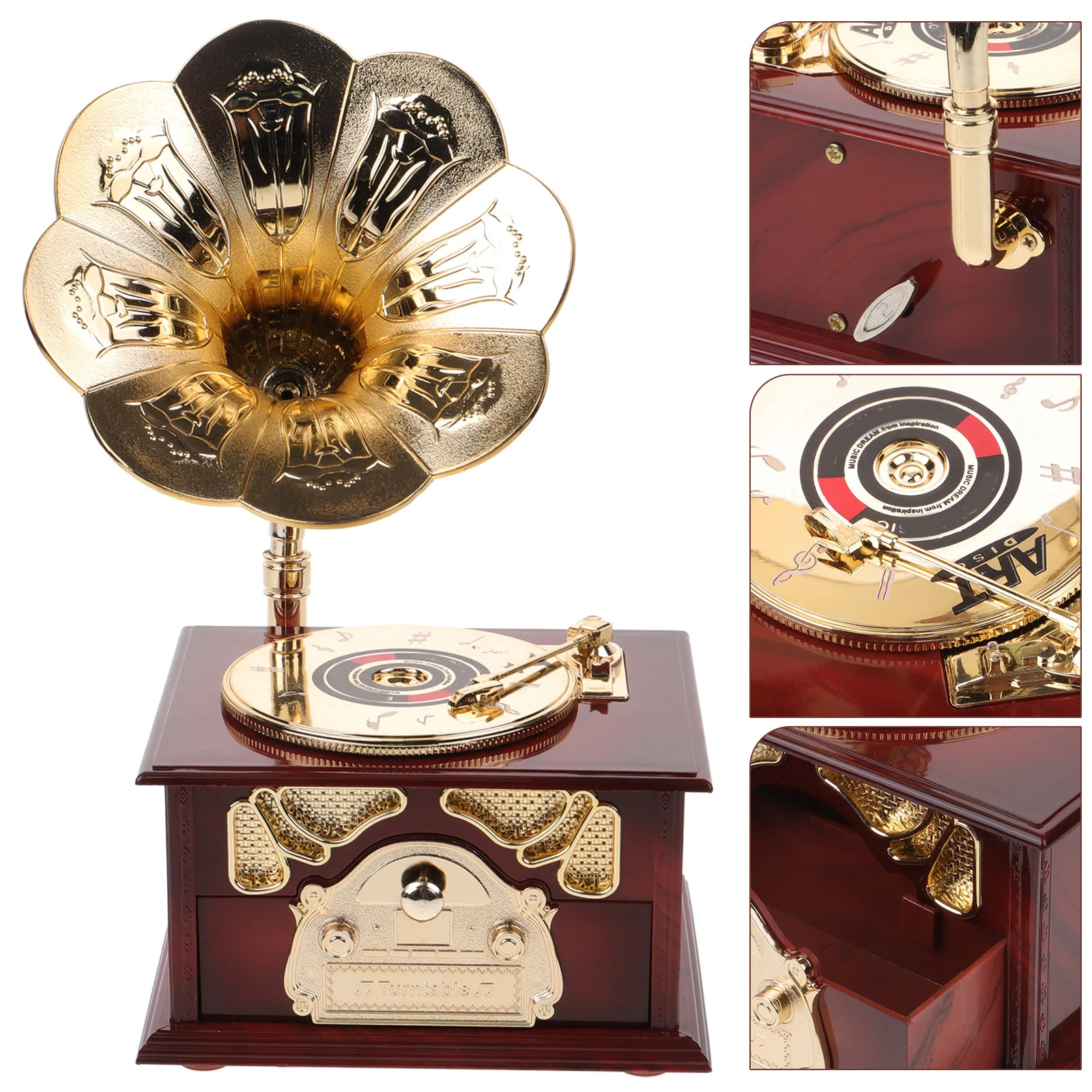

Vintage Music Retro Wind-Up Melody Box For Home Decor Desktop Decoration Table Ornament Birthday Gift Women Small Musical Box
