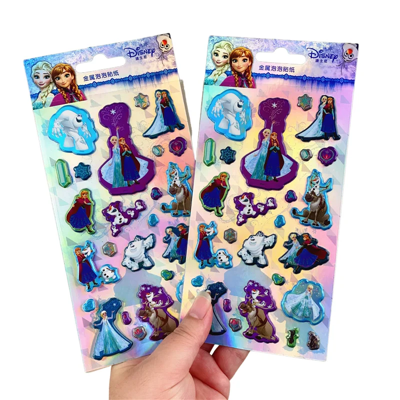 Disney Frozen Elsa Anna Olaf Metal Three-Dimensional Bubble Sticker Diy Phone Case Computer Water Cup Camera Girl Christmas Gift